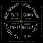 Yoga studio peace mantra wheel.