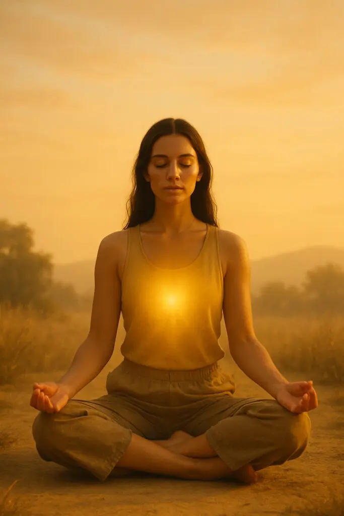 Seated in meditative contemplation. Awakening Self with Sol Hot Yoga Studio.